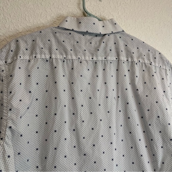 Coastal Polka Dots Nautical Short Sleeve Slim Button Up Shirt Mens Size XL - Picture 6 of 11